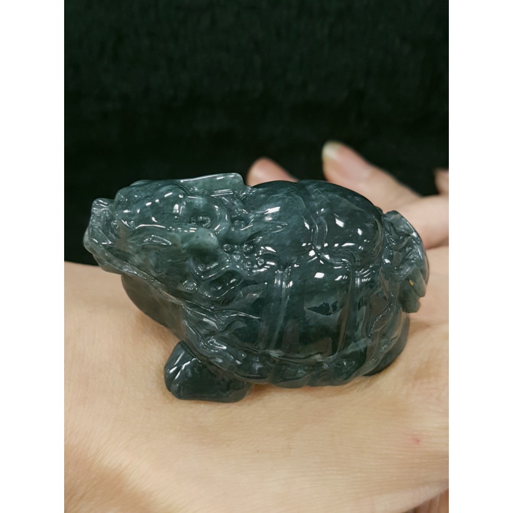 天然緬甸玉A貨翡翠招財鎮宅 龍龜 長壽龜 衣錦榮歸 神獸擺件掛件-細節圖2