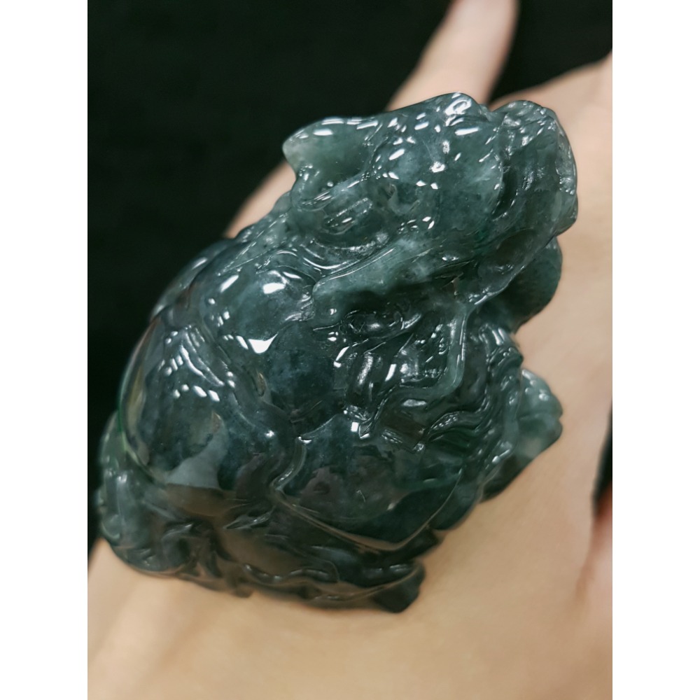 天然緬甸玉A貨翡翠招財鎮宅 龍龜 長壽龜 衣錦榮歸 神獸擺件掛件-細節圖9