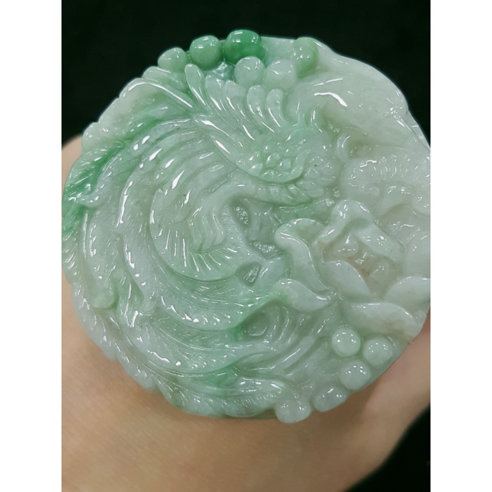 天然緬甸玉A貨翡翠 鳳穿牡丹 鳳凰  富貴花 牡丹花 掛墜吊飾吊墜-細節圖2