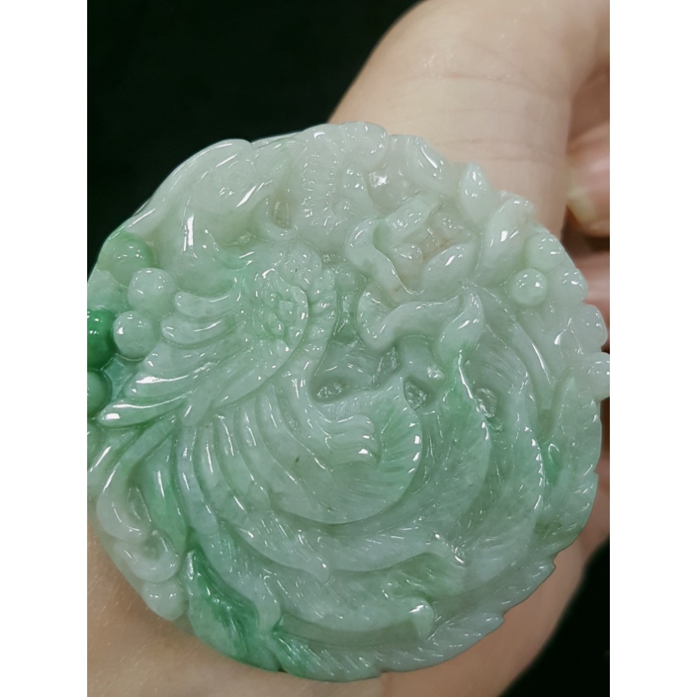 天然緬甸玉A貨翡翠 鳳穿牡丹 鳳凰  富貴花 牡丹花 掛墜吊飾吊墜-細節圖3