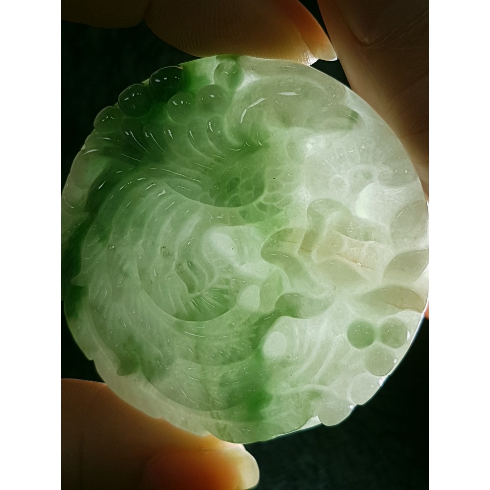 天然緬甸玉A貨翡翠 鳳穿牡丹 鳳凰  富貴花 牡丹花 掛墜吊飾吊墜-細節圖5