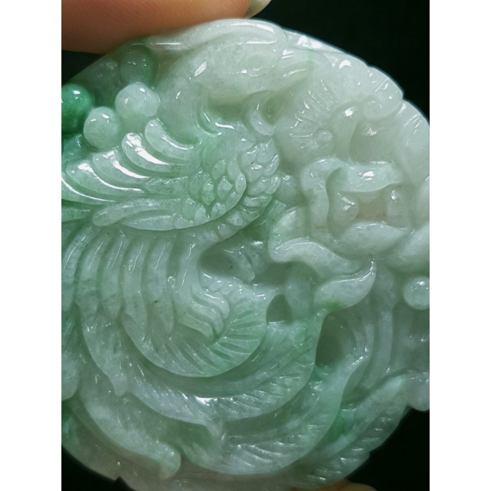 天然緬甸玉A貨翡翠 鳳穿牡丹 鳳凰  富貴花 牡丹花 掛墜吊飾吊墜-細節圖6