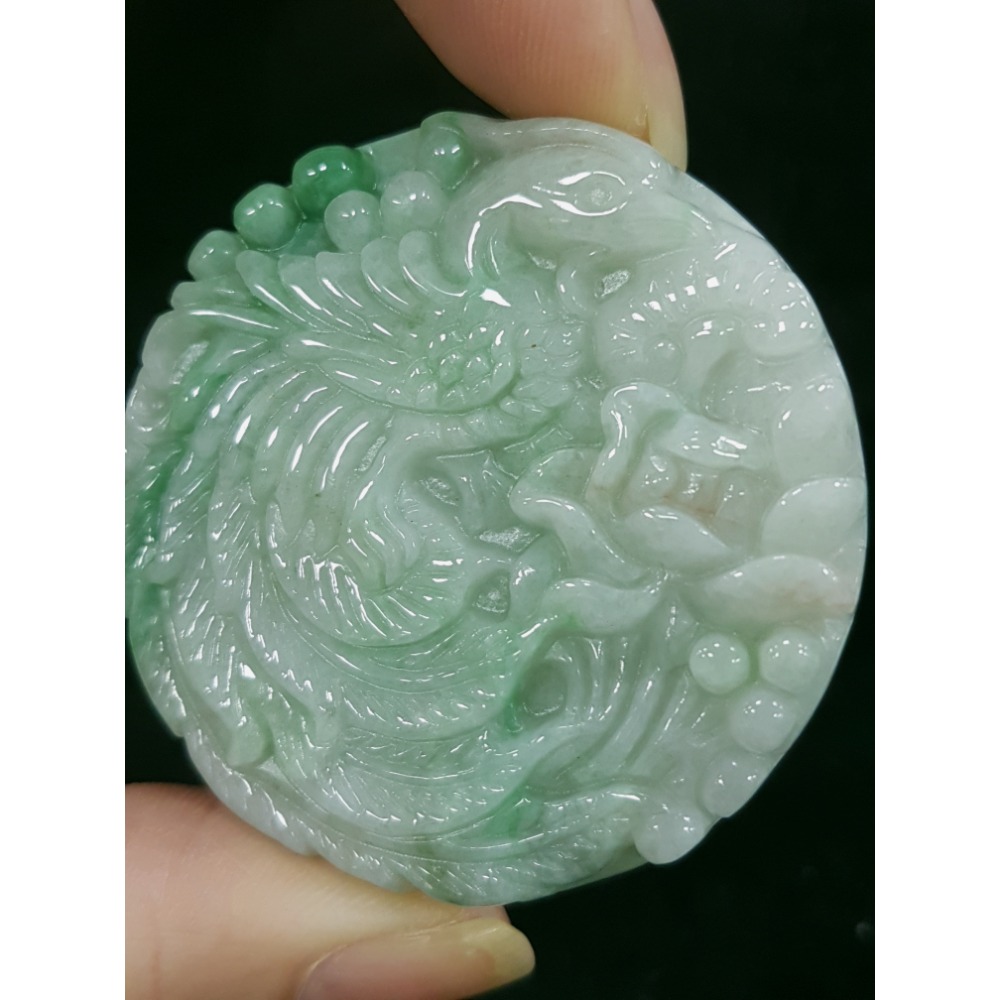 天然緬甸玉A貨翡翠 鳳穿牡丹 鳳凰  富貴花 牡丹花 掛墜吊飾吊墜-細節圖8