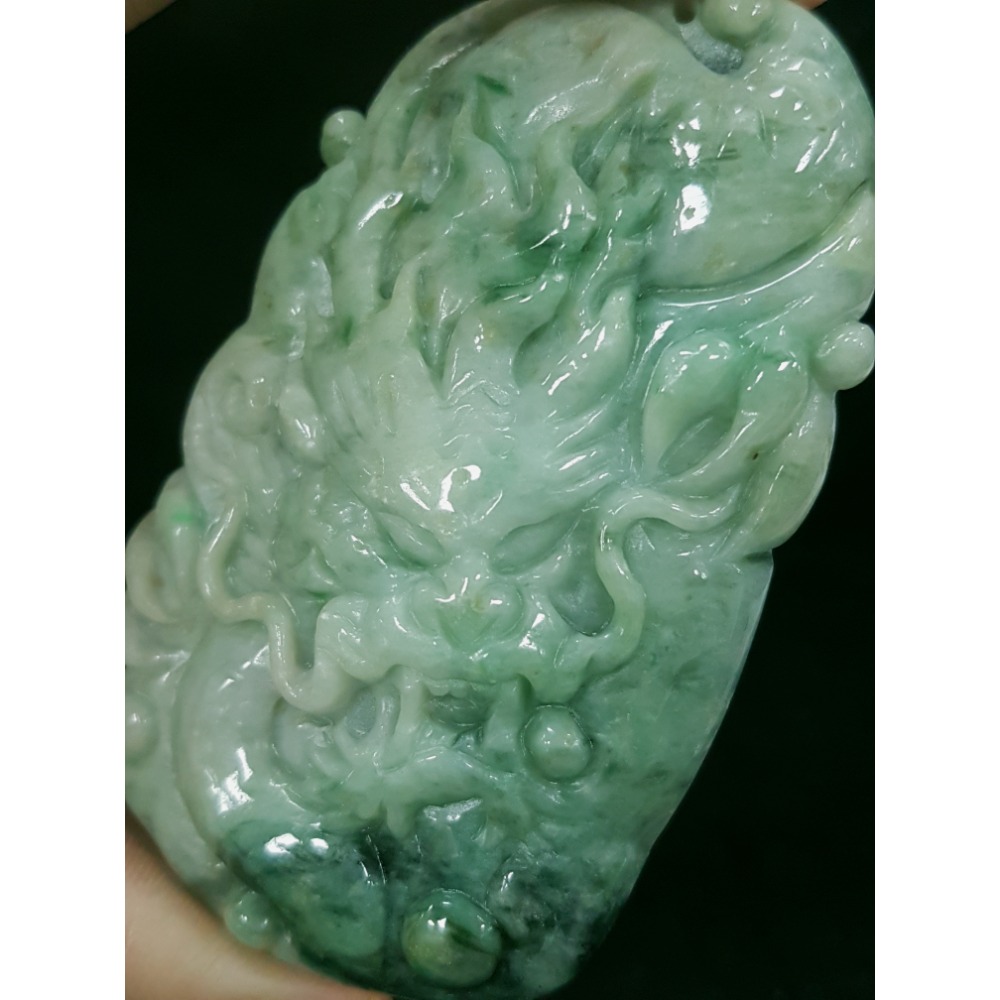 天然緬甸玉A貨翡翠  龍牌  正面龍  龍如意  四爪龍  掛件吊飾-細節圖2