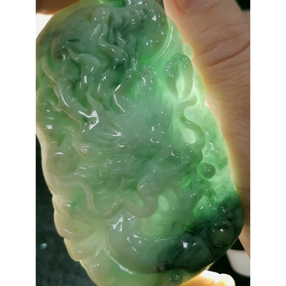 天然緬甸玉A貨翡翠  龍牌  正面龍  龍如意  四爪龍  掛件吊飾-細節圖6
