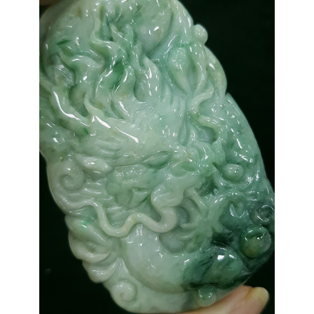 天然緬甸玉A貨翡翠  龍牌  正面龍  龍如意  四爪龍  掛件吊飾-細節圖8