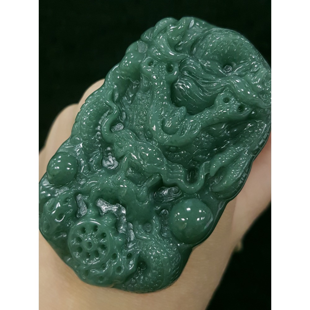 天然緬甸玉A貨翡翠瓜料  龍牌  正面龍  龍如意  四爪龍  掛件吊飾-細節圖2