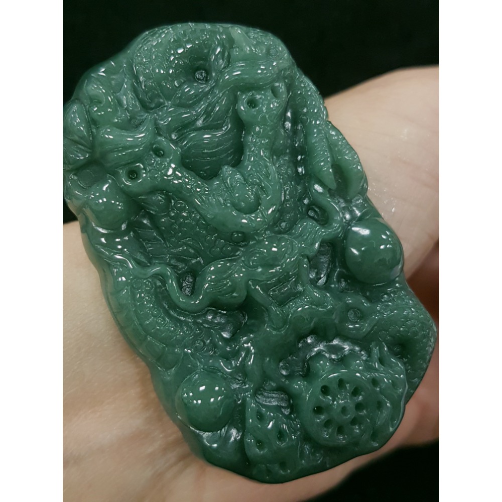 天然緬甸玉A貨翡翠瓜料  龍牌  正面龍  龍如意  四爪龍  掛件吊飾-細節圖3