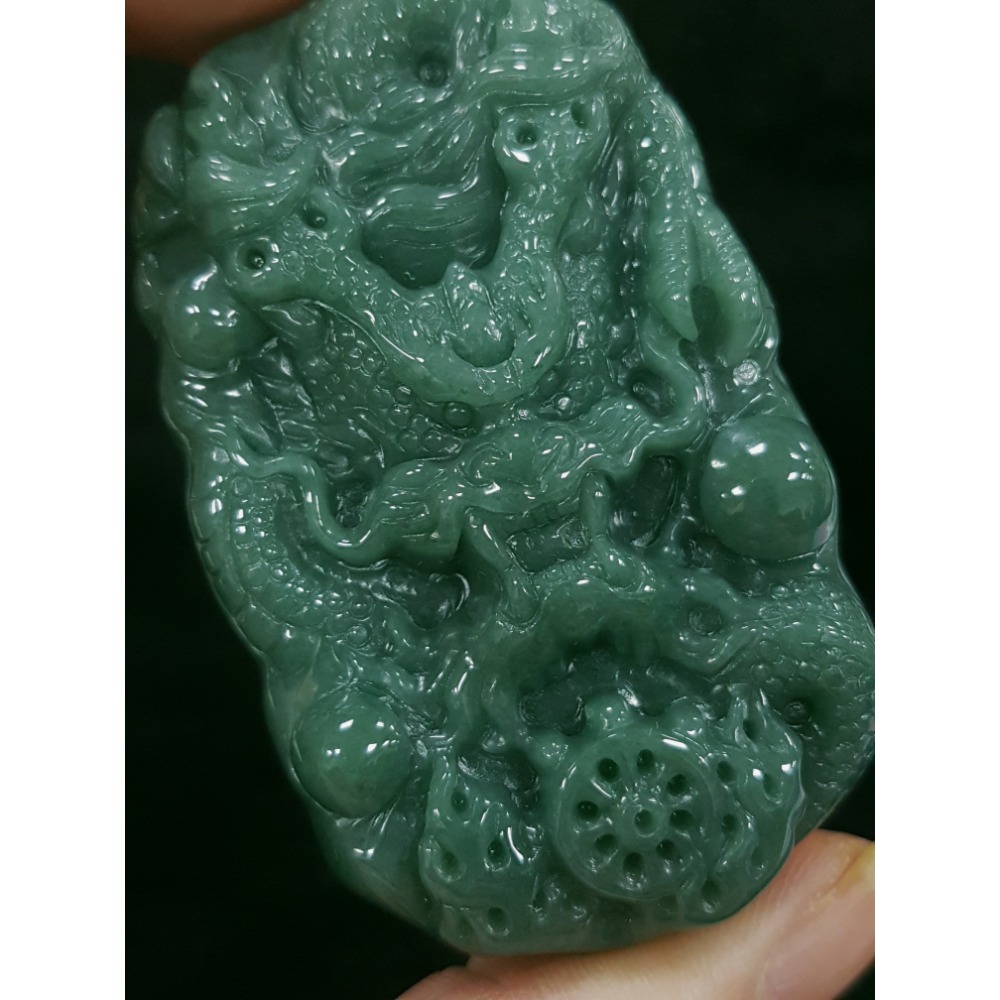 天然緬甸玉A貨翡翠瓜料  龍牌  正面龍  龍如意  四爪龍  掛件吊飾-細節圖6
