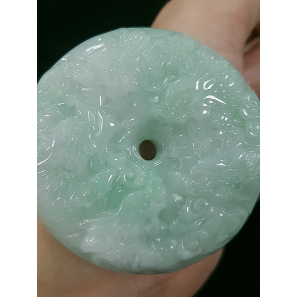 天然緬甸玉A貨翡翠 双面雕 九龍牌  正面龍  龍如意  四爪龍 貔貅 掛件吊飾-細節圖3