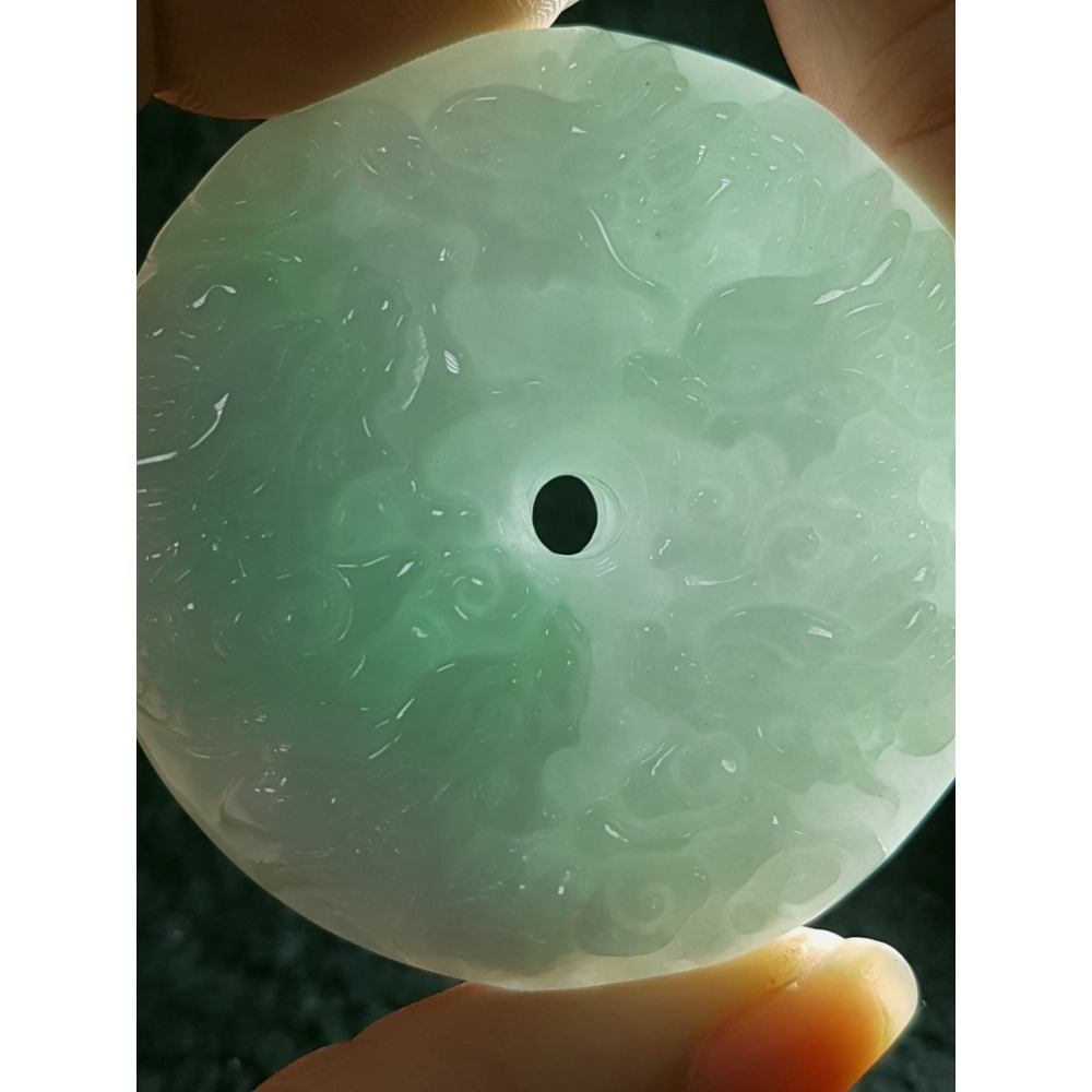 天然緬甸玉A貨翡翠 双面雕 九龍牌  正面龍  龍如意  四爪龍 貔貅 掛件吊飾-細節圖4