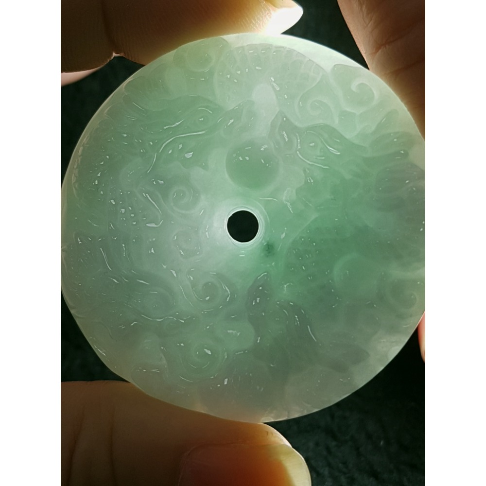 天然緬甸玉A貨翡翠 双面雕 九龍牌  正面龍  龍如意  四爪龍 貔貅 掛件吊飾-細節圖5