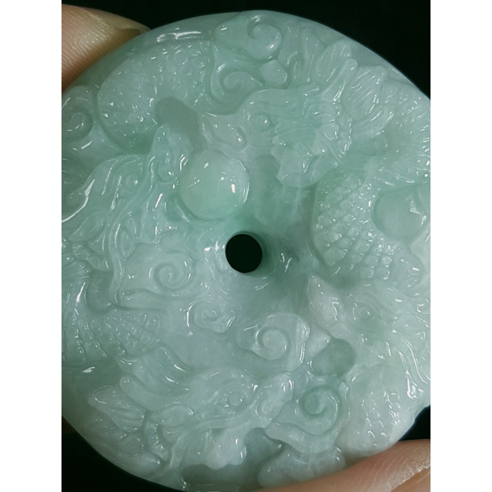 天然緬甸玉A貨翡翠 双面雕 九龍牌  正面龍  龍如意  四爪龍 貔貅 掛件吊飾-細節圖6