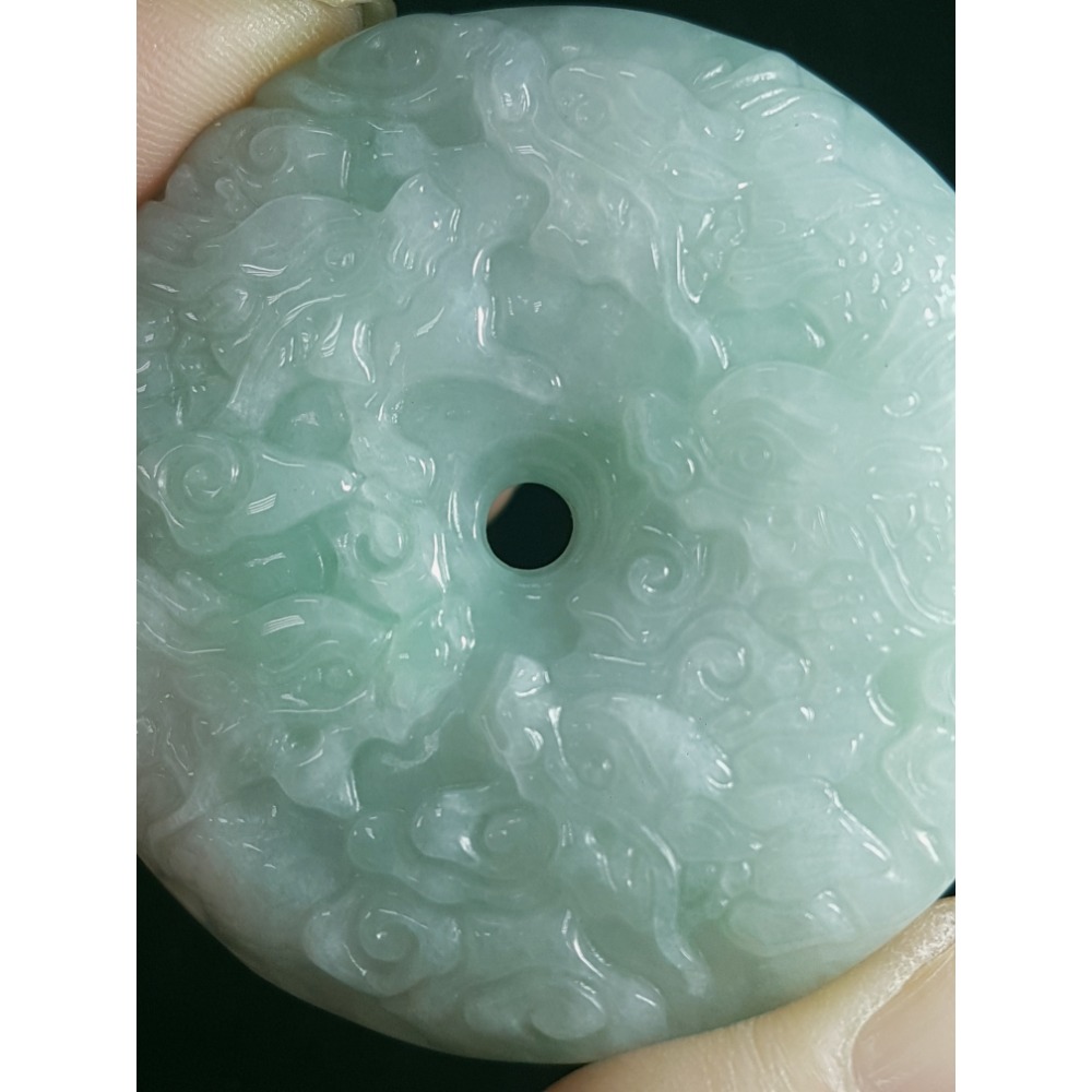 天然緬甸玉A貨翡翠 双面雕 九龍牌  正面龍  龍如意  四爪龍 貔貅 掛件吊飾-細節圖7