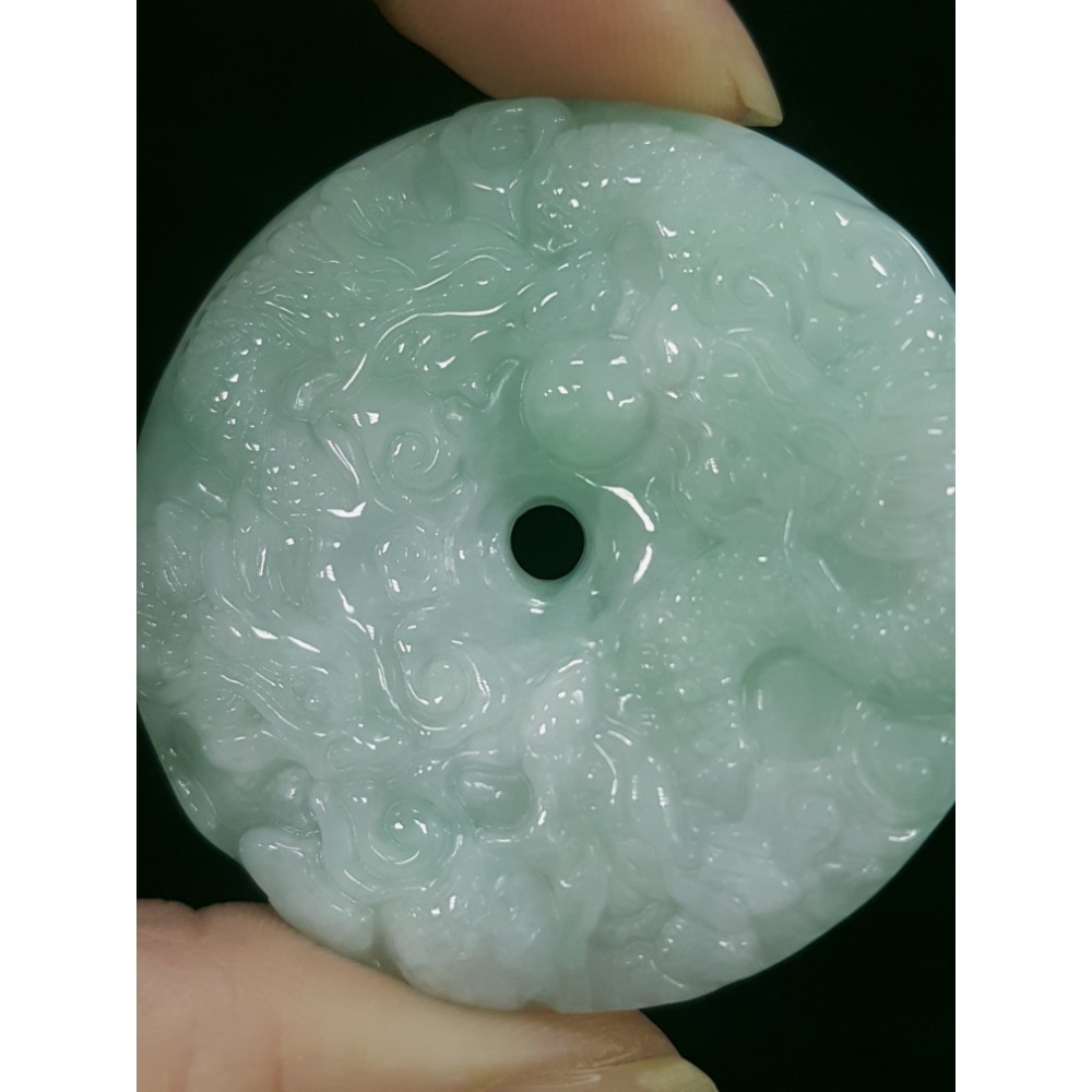 天然緬甸玉A貨翡翠 双面雕 九龍牌  正面龍  龍如意  四爪龍 貔貅 掛件吊飾-細節圖8