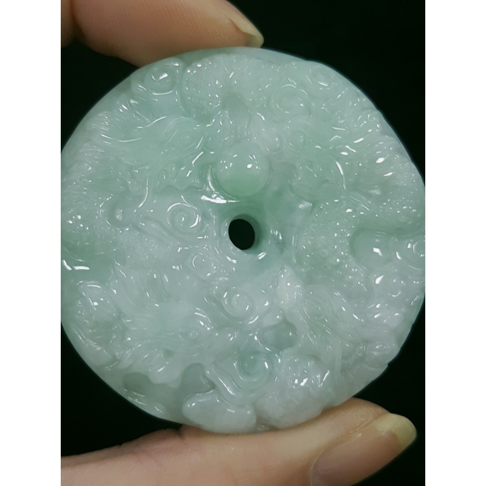 天然緬甸玉A貨翡翠 双面雕 九龍牌  正面龍  龍如意  四爪龍 貔貅 掛件吊飾-細節圖9