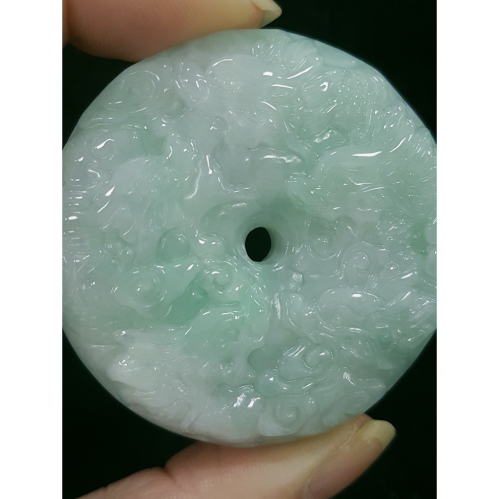 天然緬甸玉A貨翡翠 双面雕 九龍牌  正面龍  龍如意  四爪龍 貔貅 掛件吊飾-細節圖10