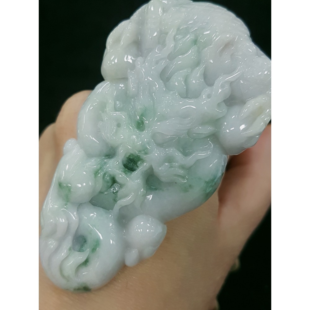 天然緬甸玉A貨翡翠  龍牌  正面龍  龍如意  四爪龍  掛件吊飾-細節圖2