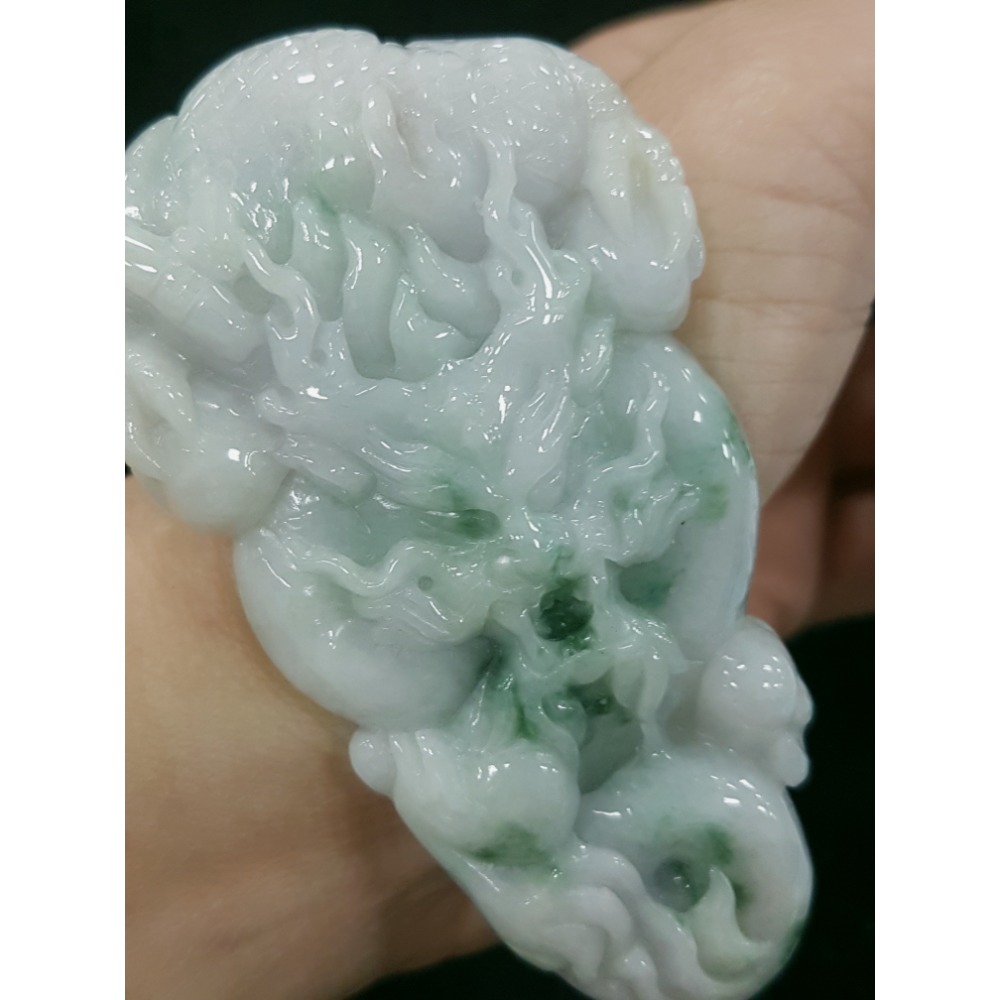 天然緬甸玉A貨翡翠  龍牌  正面龍  龍如意  四爪龍  掛件吊飾-細節圖3
