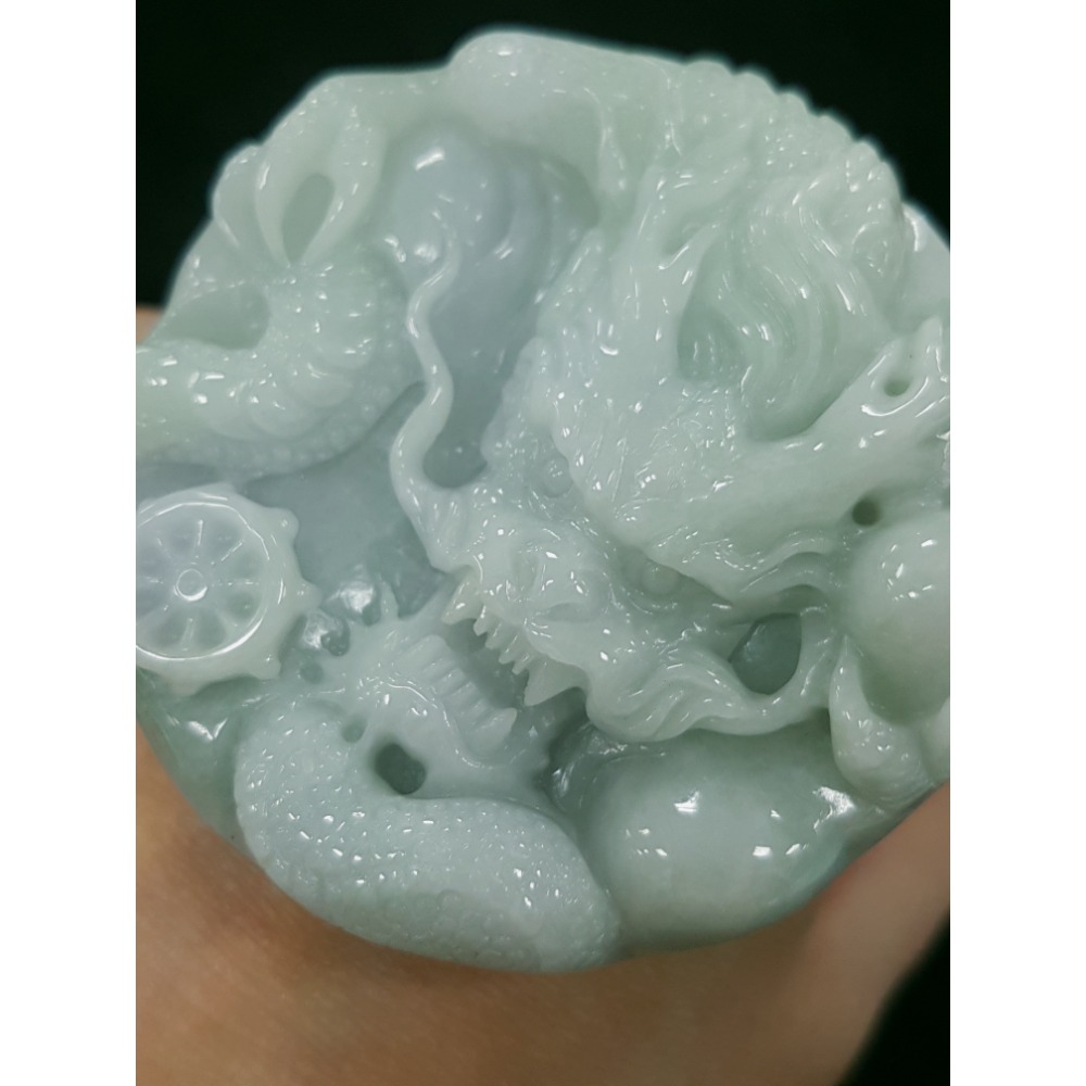 天然緬甸玉A貨翡翠  龍牌  正面龍  龍如意  四爪龍 貔貅 掛件吊飾-細節圖2