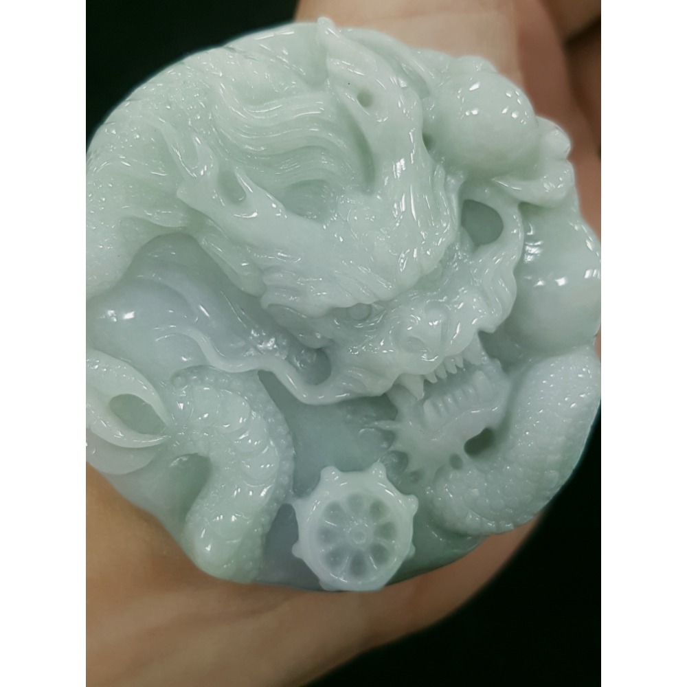 天然緬甸玉A貨翡翠  龍牌  正面龍  龍如意  四爪龍 貔貅 掛件吊飾-細節圖3