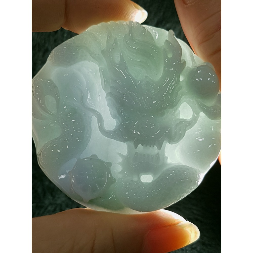 天然緬甸玉A貨翡翠  龍牌  正面龍  龍如意  四爪龍 貔貅 掛件吊飾-細節圖5