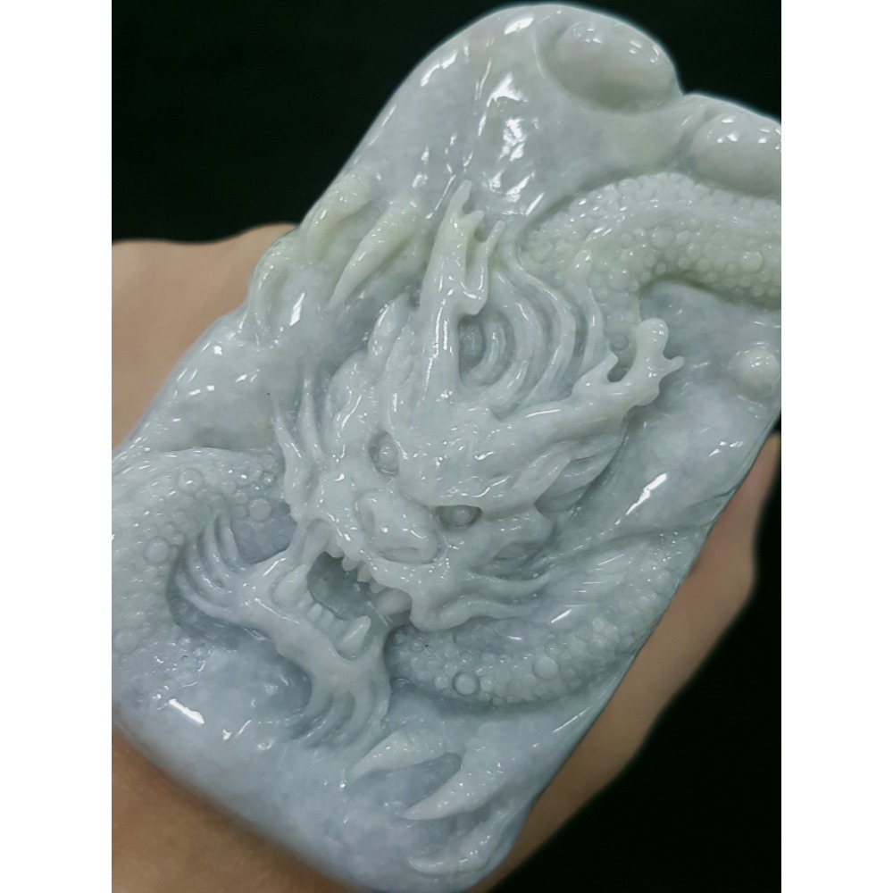天然緬甸玉A貨翡翠  龍牌  正面龍  龍如意  四爪龍 貔貅 掛件吊飾-細節圖2