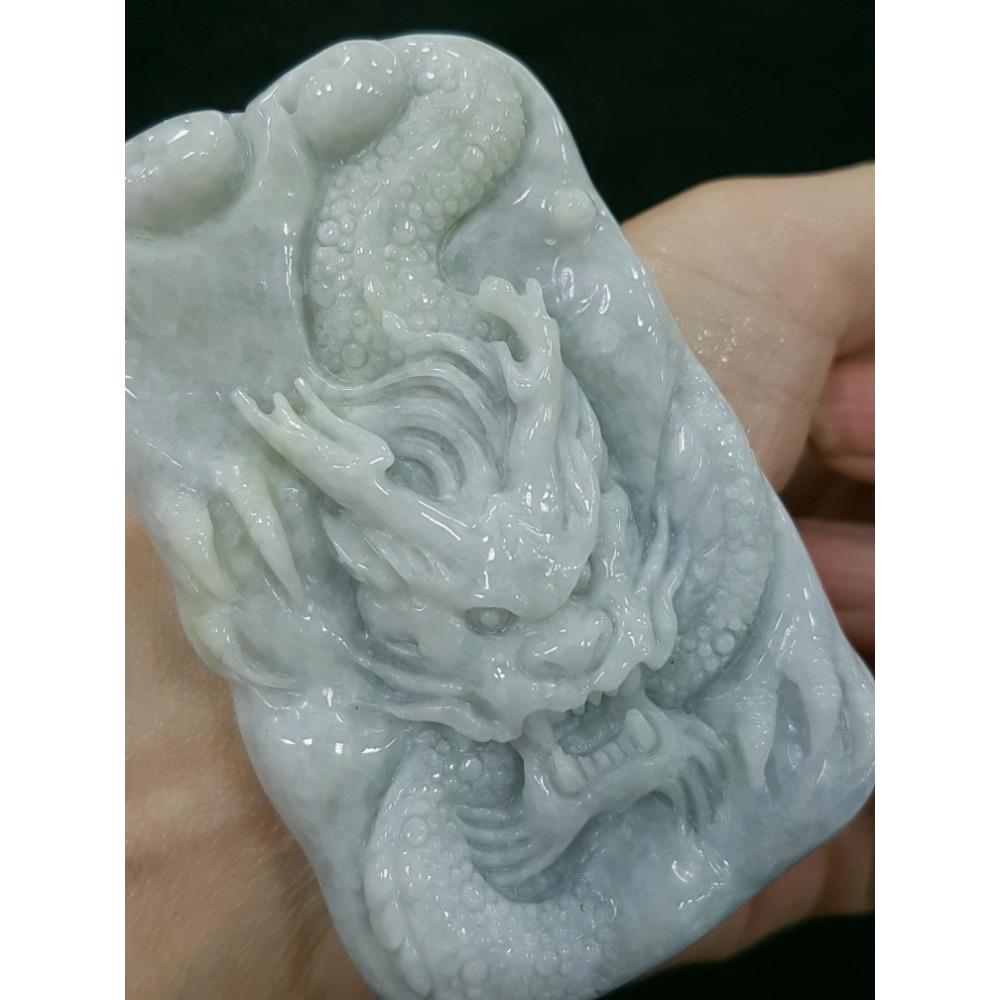 天然緬甸玉A貨翡翠  龍牌  正面龍  龍如意  四爪龍 貔貅 掛件吊飾-細節圖3