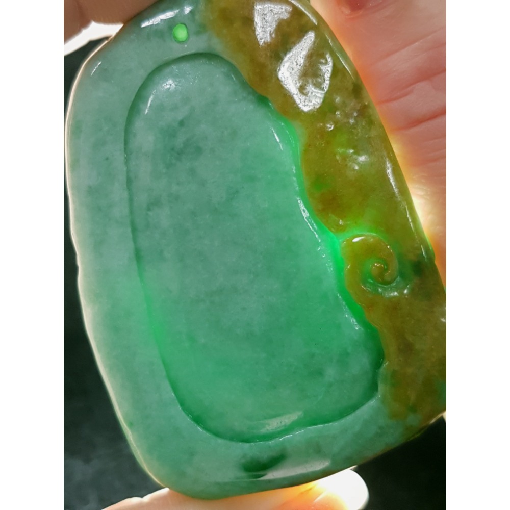 天然緬甸玉A貨翡翠  双面雕 龍牌  正面龍  龍如意  四爪龍 貔貅 掛件吊飾-細節圖4