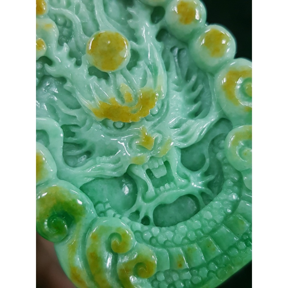 天然緬甸玉A貨翡翠  双面雕 龍牌  正面龍  龍如意  四爪龍 貔貅 掛件吊飾-細節圖5