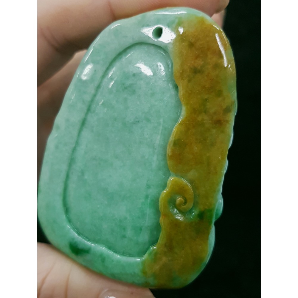 天然緬甸玉A貨翡翠  双面雕 龍牌  正面龍  龍如意  四爪龍 貔貅 掛件吊飾-細節圖7