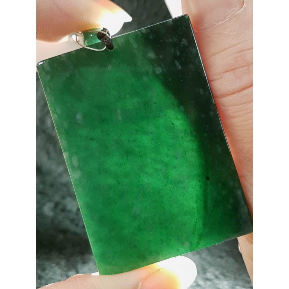 天然緬甸玉A貨翡翠 瓜料藍水雷射激光雕刻 龍牌 吊墜-細節圖3