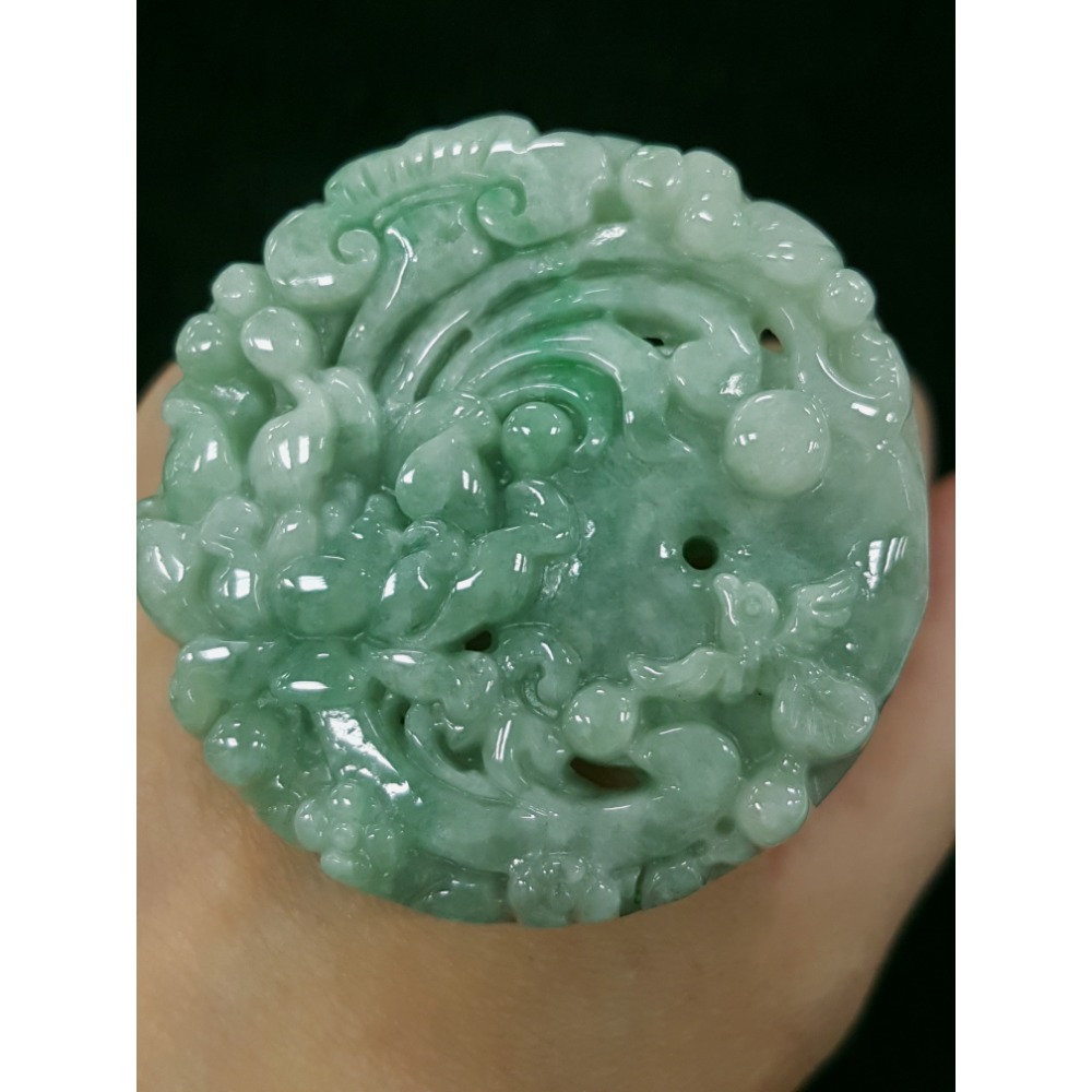 天然緬甸玉A貨翡翠 喜鵲 花鳥牌 鳥語花香 掛墜吊飾吊墜-細節圖2