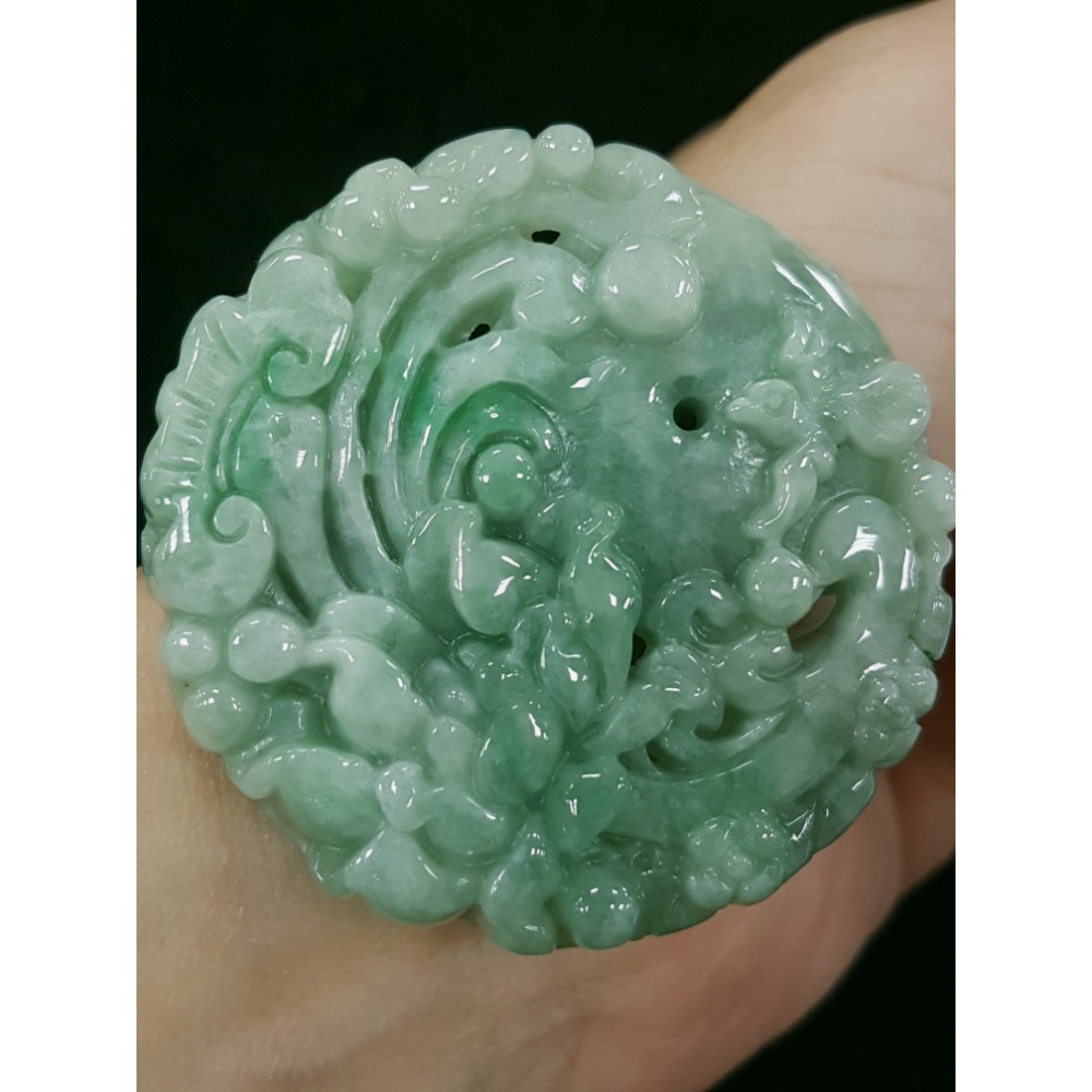 天然緬甸玉A貨翡翠 喜鵲 花鳥牌 鳥語花香 掛墜吊飾吊墜-細節圖3