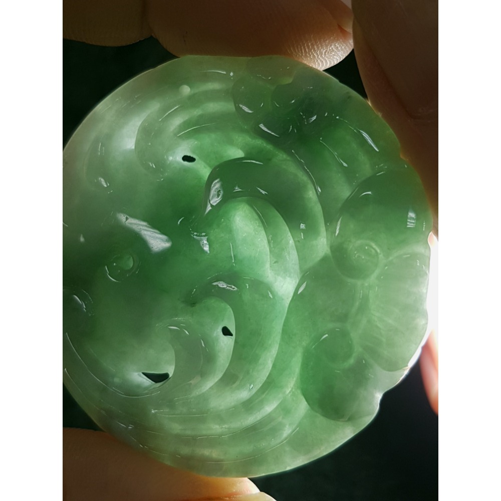 天然緬甸玉A貨翡翠 喜鵲 花鳥牌 鳥語花香 掛墜吊飾吊墜-細節圖4