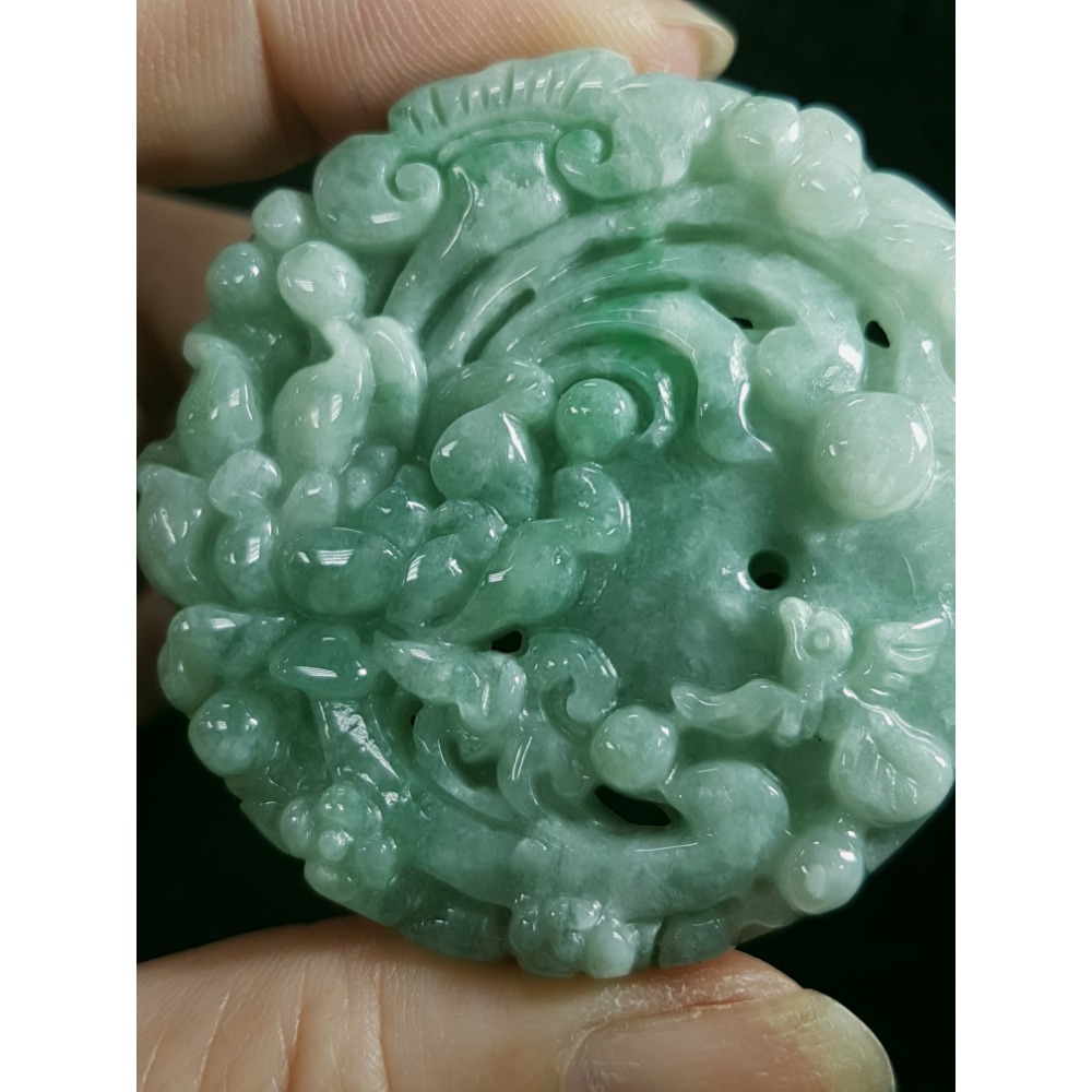 天然緬甸玉A貨翡翠 喜鵲 花鳥牌 鳥語花香 掛墜吊飾吊墜-細節圖6