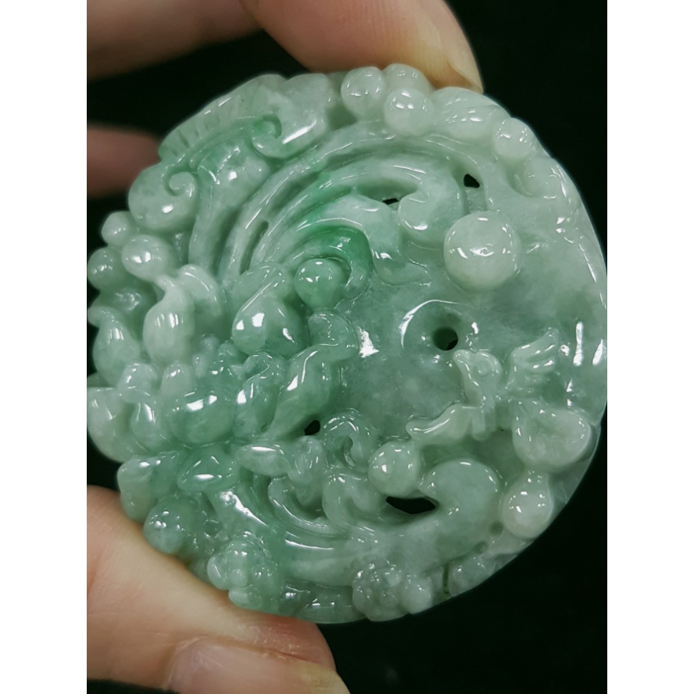 天然緬甸玉A貨翡翠 喜鵲 花鳥牌 鳥語花香 掛墜吊飾吊墜-細節圖9