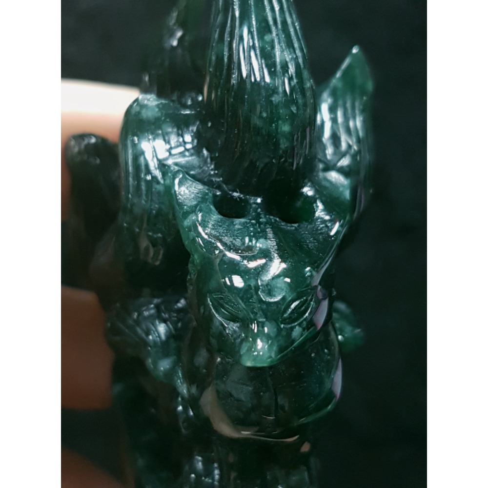 天然緬甸玉A瓜料貨翡翠 九尾狐 美麗 機靈 智慧 招人緣 狐狸擺件-細節圖7
