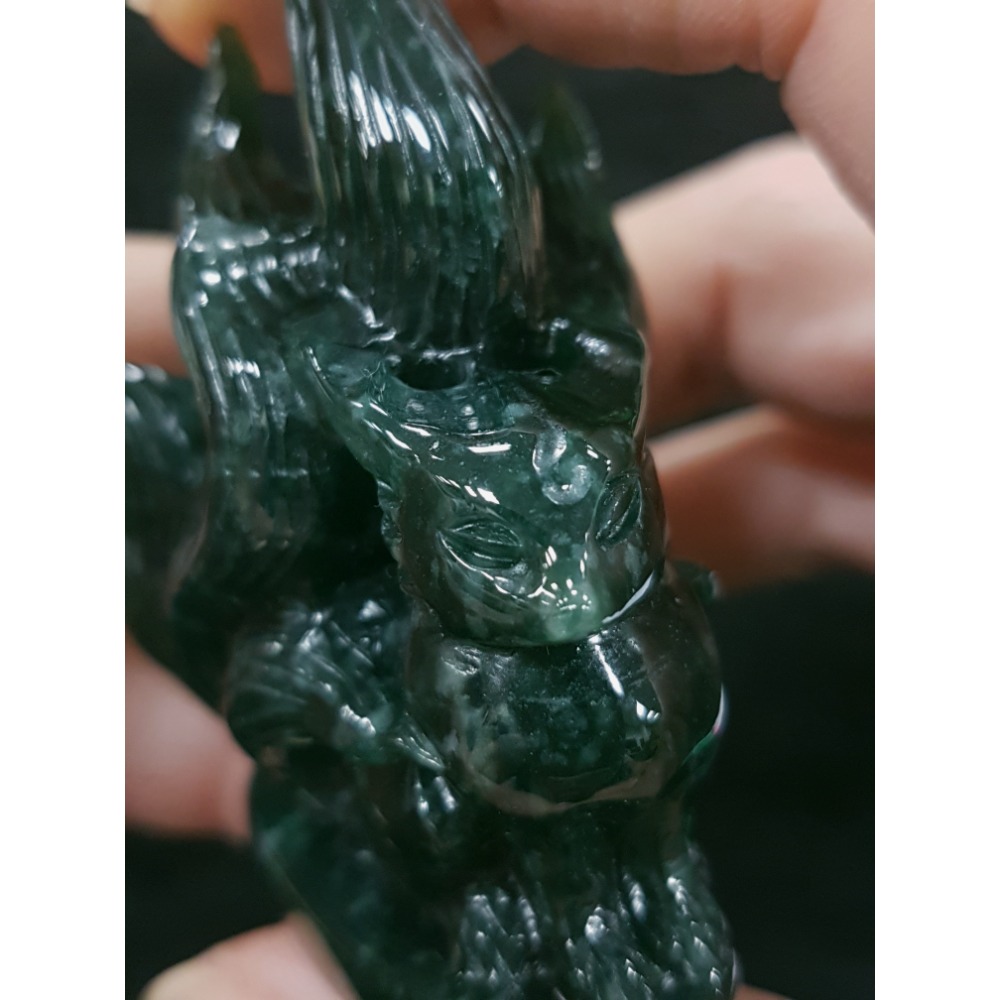天然緬甸玉A瓜料貨翡翠 九尾狐 美麗 機靈 智慧 招人緣 狐狸擺件-細節圖9