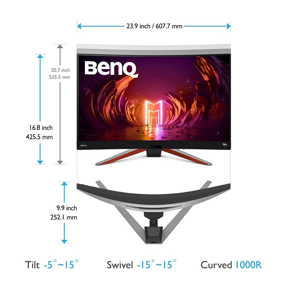 ✨賣家宅配=免運✨BenQ MOBIUZ EX2710R 1000R曲面電競螢幕(27吋/2K/165hz/1ms/VA-細節圖10