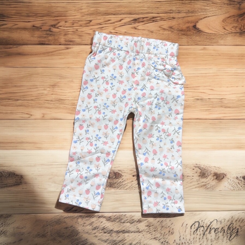 100%純棉 立體草莓/葉子彈性褲 #1024612-規格圖1