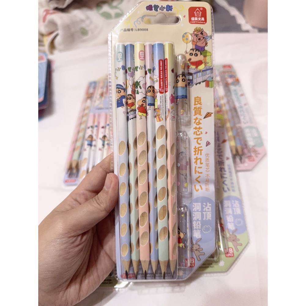 蠟筆小新 洞洞HB鉛筆12入+筆套3入 #105140-細節圖2