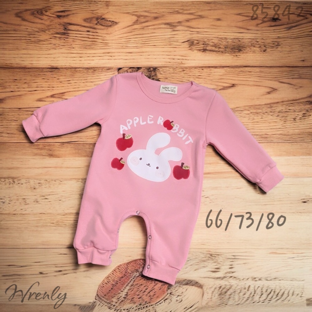 春秋冬 刷毛可愛蘋果兔爬服 #85842-細節圖2