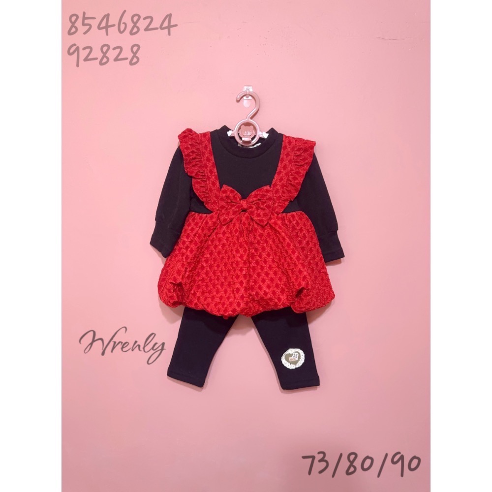 春秋 假兩件蝴蝶結花苞寶寶洋 #8546824 🎄聖誕🧨年節🌸外出-細節圖2