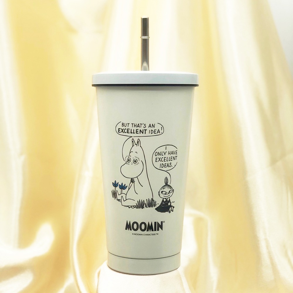 【MOOMIN】不鏽鋼吸管杯 保溫杯 莫蘭迪吸管杯 吸管杯 吸管保溫杯 保冰杯 冰壩杯 500ML-規格圖5