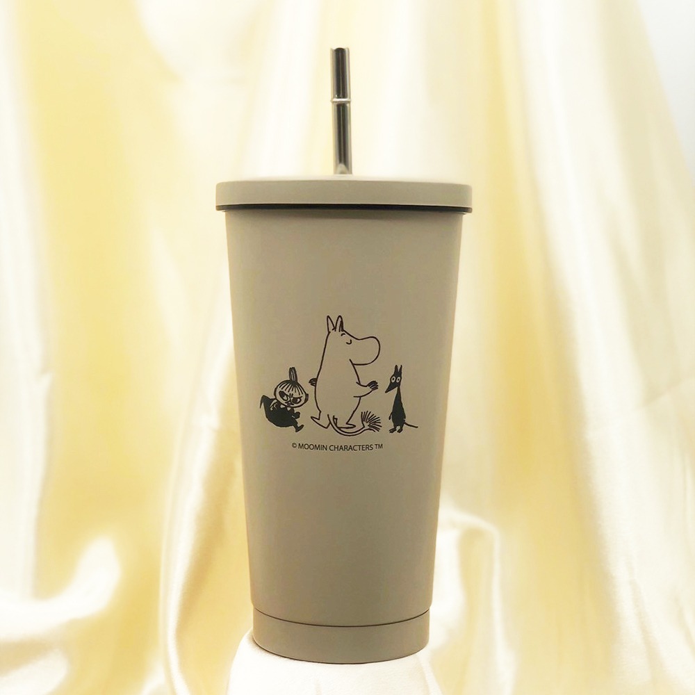 【MOOMIN】不鏽鋼吸管杯 保溫杯 莫蘭迪吸管杯 吸管杯 吸管保溫杯 保冰杯 冰壩杯 500ML-規格圖5