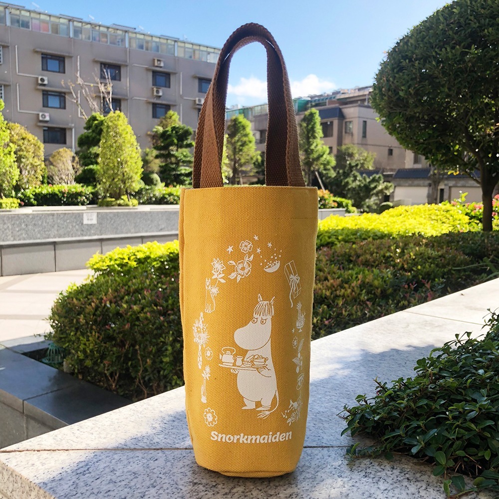 【MOOMIN】夏日花園水杯提袋 水杯袋 飲料袋 手提袋 提袋 帆布袋 購物袋 手搖飲-規格圖9