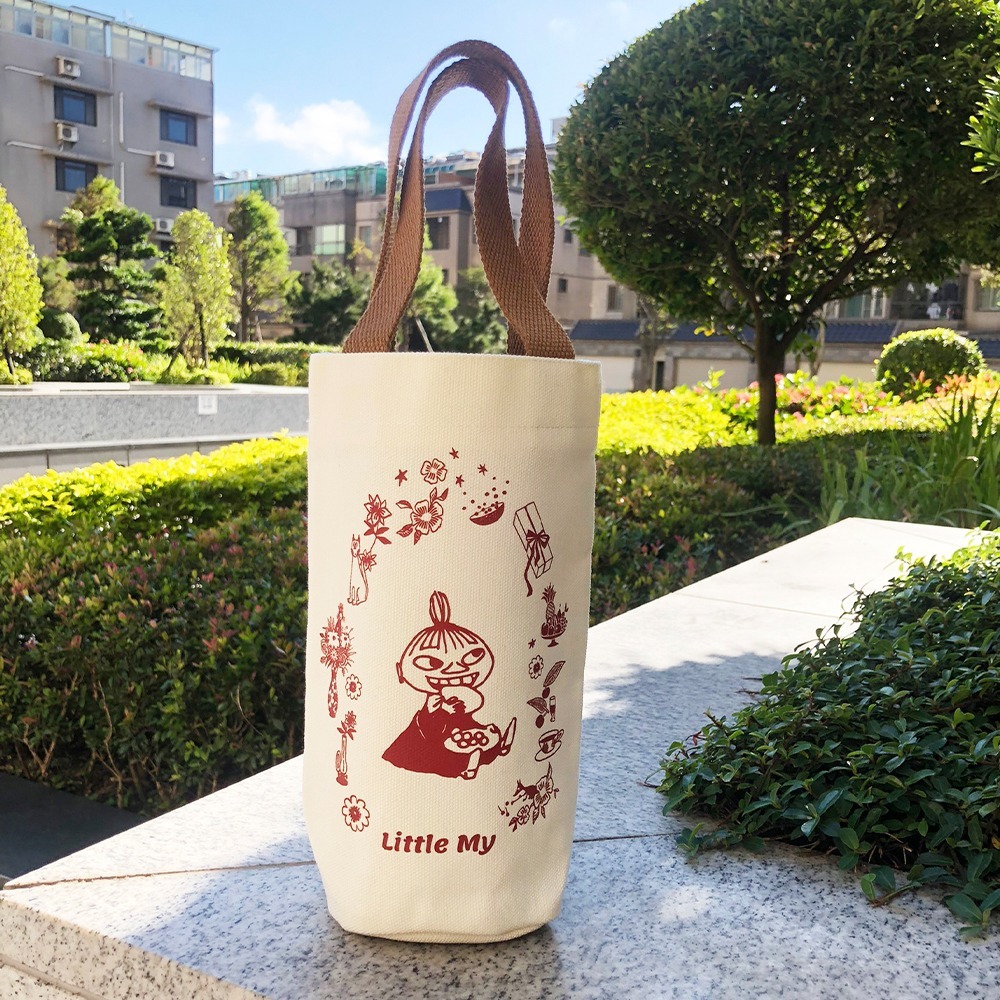 【MOOMIN】夏日花園水杯提袋 水杯袋 飲料袋 手提袋 提袋 帆布袋 購物袋 手搖飲-規格圖9