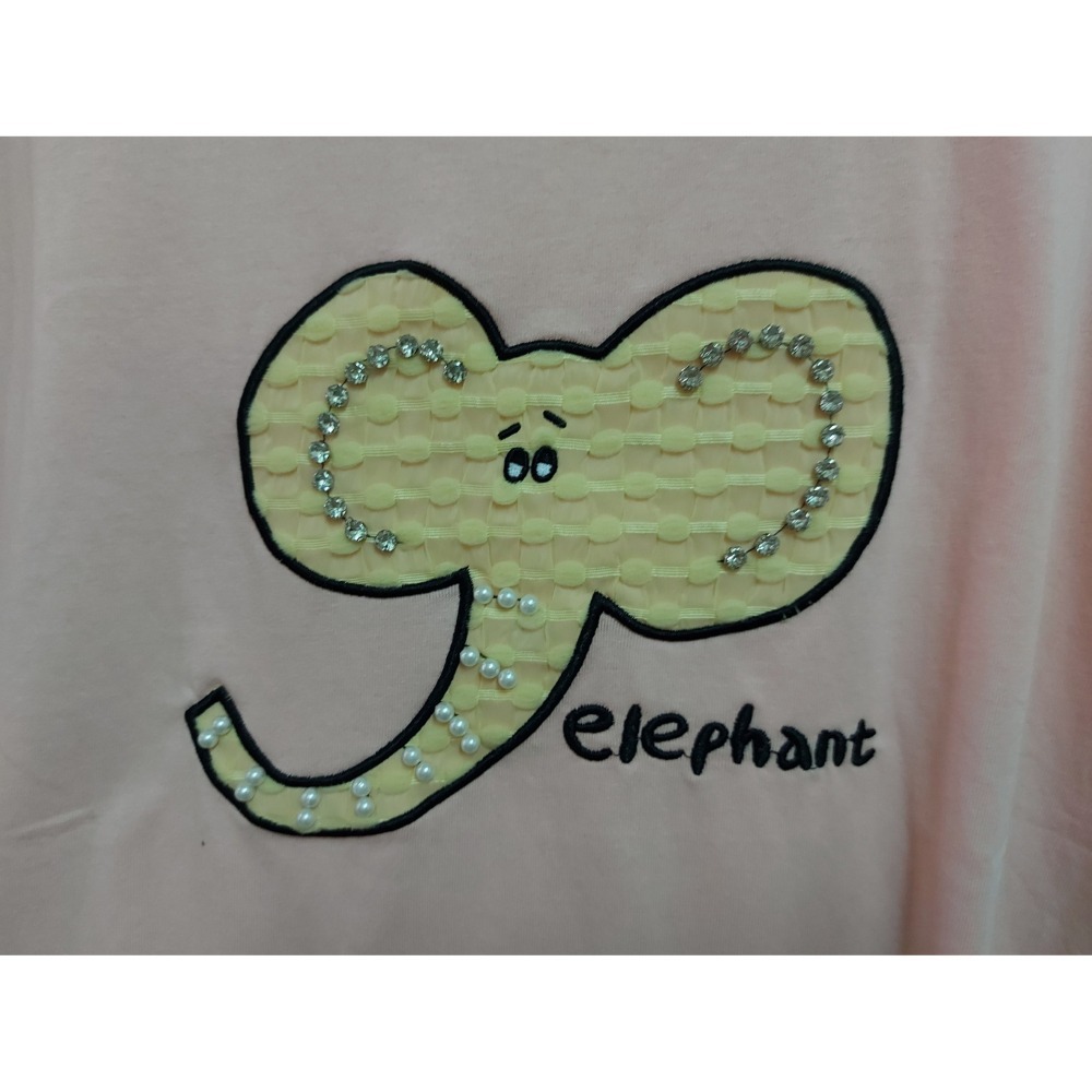 ★出清特價★可愛鑲鑽珍珠大象休閒短T-紫色/粉色(2色)-細節圖8