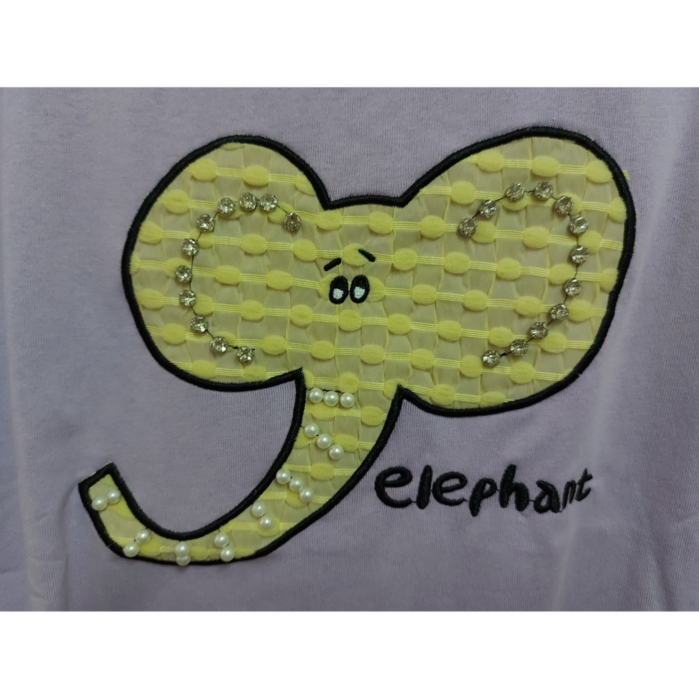 ★出清特價★可愛鑲鑽珍珠大象休閒短T-紫色/粉色(2色)-細節圖9